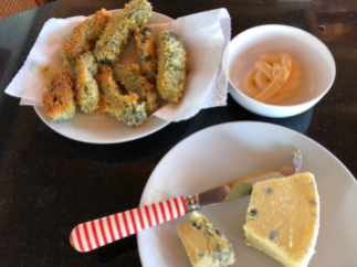 Crumbed Gherkins with sides