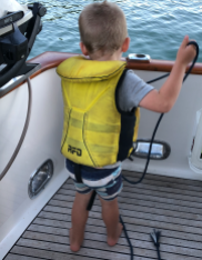 Conor tying up the dinghy